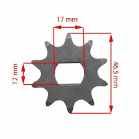 Ritzel 420 10 Zähne 5mm dick, 17mm Welle E-Scooter Elektromotor HMParts