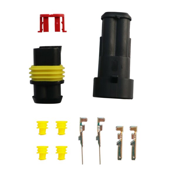 Superseal KFZ Stecker Kupplung Set 2 polig 0,75-1,50 mm2 wasserdicht HMParts