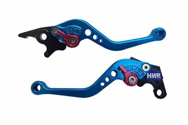 HMParts Performance Bremshebel SET sechsstufig blau ATV Pit Bike Moto Cross