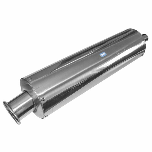 Endtopf chrom, Länge 525 mm, Anschluss Krümmer 32 mm,150 - 250 ccm