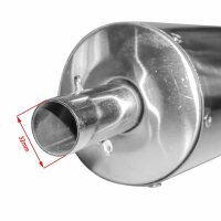 Endtopf chrom, Länge 525 mm, Anschluss Krümmer 32 mm,150 - 250 ccm