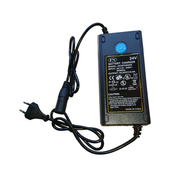 Ladegerät mit Ladekabel 24V 2,0A 3-polig XLR Stecker 18mm
