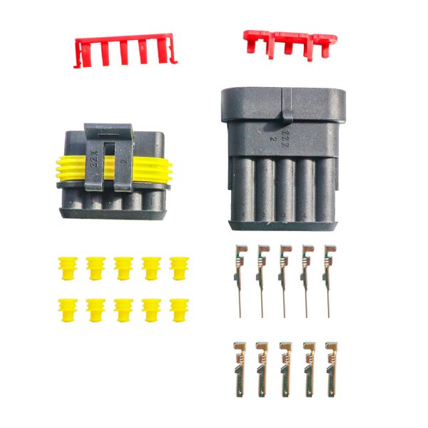 Superseal KFZ Stecker Kupplung Set 5 polig 0,75-1,50mm2 wasserdicht HMParts