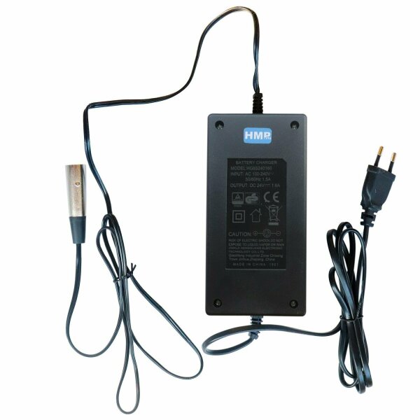 Ladegerät mit Ladekabel 24V 1,6A 3-polig Lithium Ionen XLR Typ 2