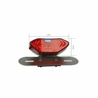 HMParts LED R&uuml;cklicht mit Kennzeichenbeleuchtung Rot ATV Quad Moped