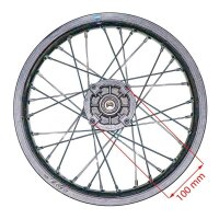 HMParts Alu Felge hinten 14 Zoll Typ 17 schwarz Pit Bike Dirt Bike Cross
