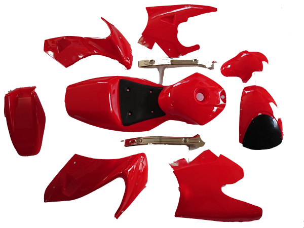 Verkleidungs Set komplett Rot mit Sitzbank Pocket Bike HMParts