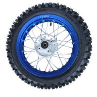 Felgenset Räder Alu 12/12 Zoll blau vorne & hinten mit Bereifung Dirt Pit Bike