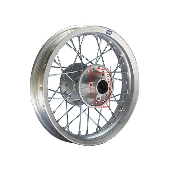 Alu Felge eloxiert 12 Zoll hinten silber Dirtbike Pitbike Cross 4 Takt HMParts