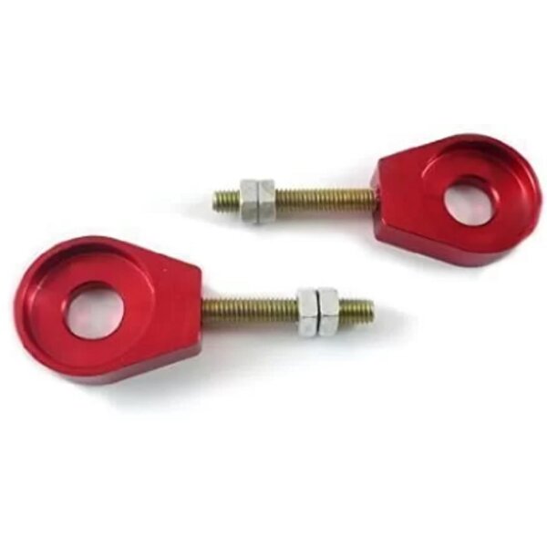 Kettenspanner für Achse 12mm ROT eloxiert Dirtbike Pitbike Moto Cross Orion