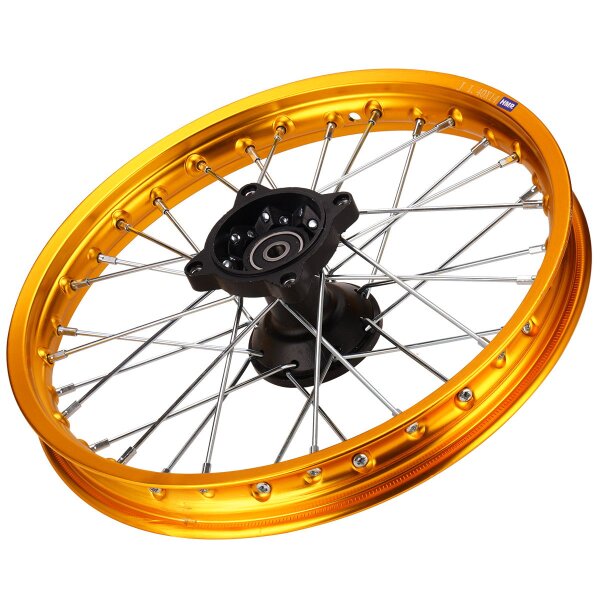 Alu Felge eloxiert 14 Zoll vorne gold 15 mm Typ2 Pit Dirt Bike Cross