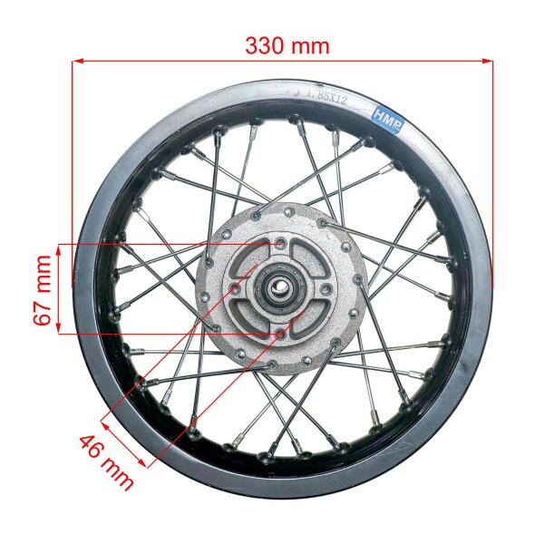 HMParts Alu Felge Hinten 17 Zoll – Schwarz, 1.60 Breite, Pit Bike, Dirt Bike, Cross HMParts Alu Felge Hinten 17 Zoll – Schwarz, 1.60 Breite, Pit Bike, Dirt Bike, Cross