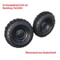 Komplettrad 2x Felge 6 Zoll hinten schwarz mit Reifen...