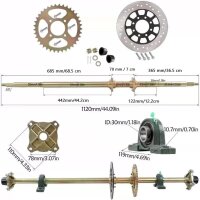 Hinterachse Set 1120mm mit Bremse Kettenrad etc. ATV / Quad 4 Takt Eigenbau etc.