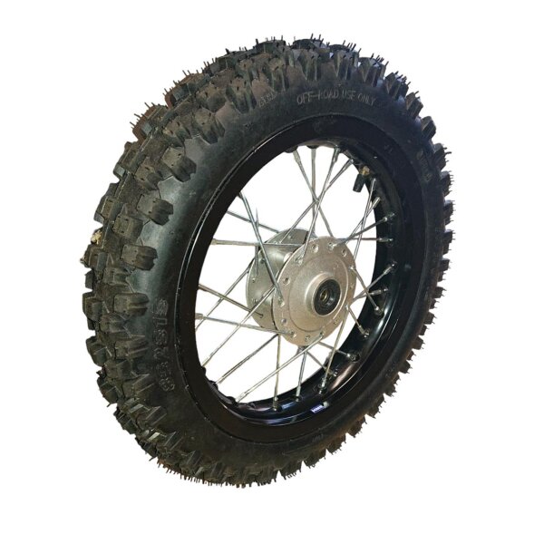 Vorderrad Komplettrad 12 Zoll 1.85x12 70/100-12 Alu schwarz Dirtbike Pitbike