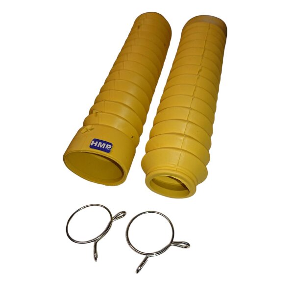 Motorrad Faltenbalg Satz 200x30 Staubkappen Gummi Manschetten gelb universal