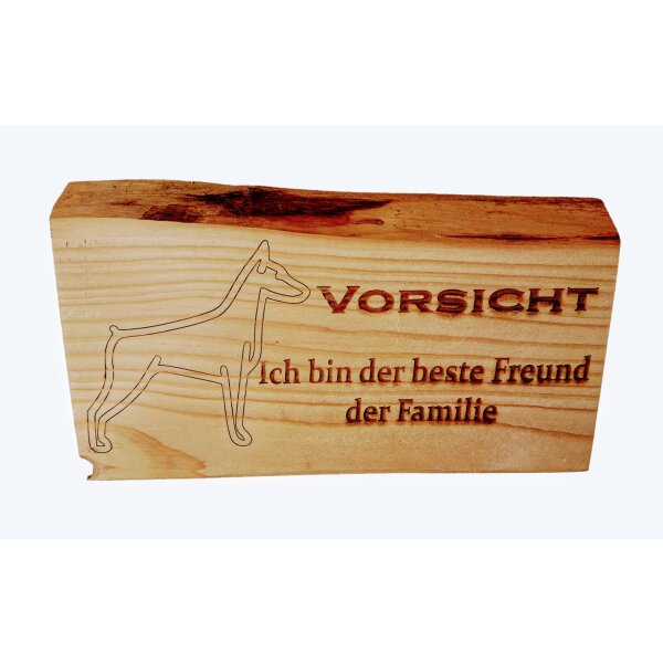 Deko Schild "Hund - der beste Freund der Familie" Holz Lasergravur 19x10,5cm