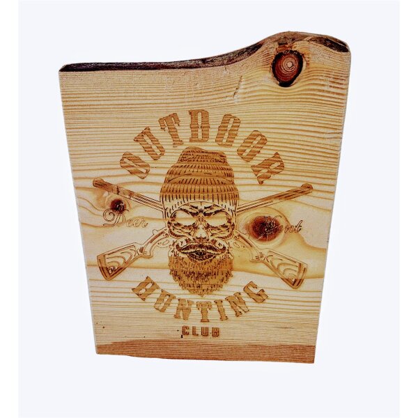 Deko Schild Jagd Jäger "Outdoor Hunting Club" Holz Lasergravur 17x12cm
