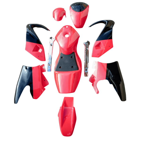 Verkleidung Set komplett rot / schwarz Pocket Bike