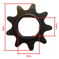 Ritzel 25H 9 Zähne 3mm dick 10mm Welle für Elektromotor