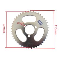 Kettenrad Ritzel T8F 44 Zähne 3-Loch für 8 Zoll Felgen Dirt Bike Mini Cross