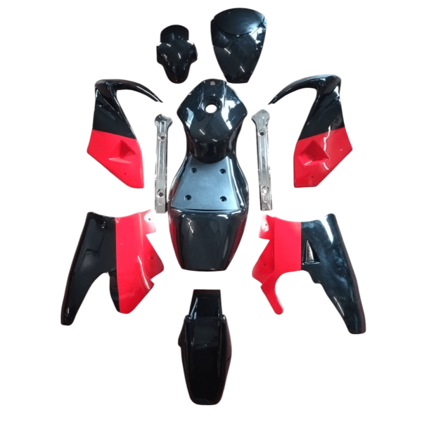 Verkleidung Set komplett schwarz / rot Pocket Bike