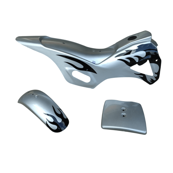 Verkleidungs Set Silber Schwarz Mini Cross 2-Takt 49 ccm Dirt Bike Pit Bike